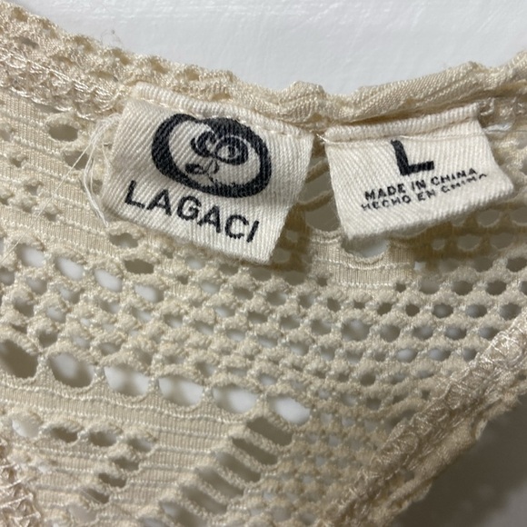 Lagaci Women’s Cream Lace Knit Swimwear Cover Up. Size-Large. - Picture 8 of 9
